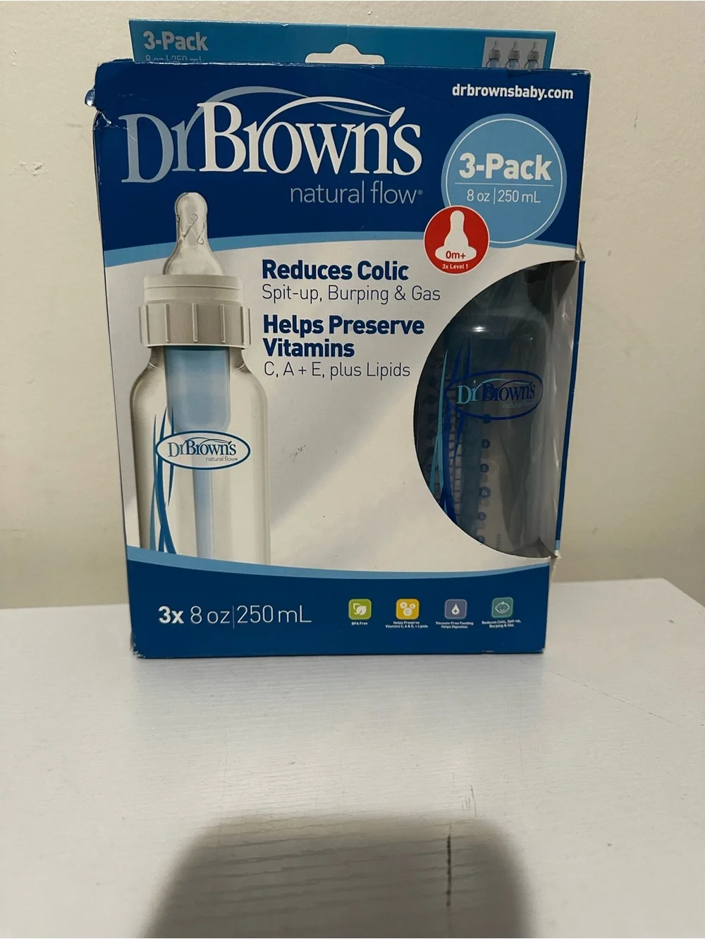 Dr. Browns Natural Flow Baby Bottle 3-Pack — Blue